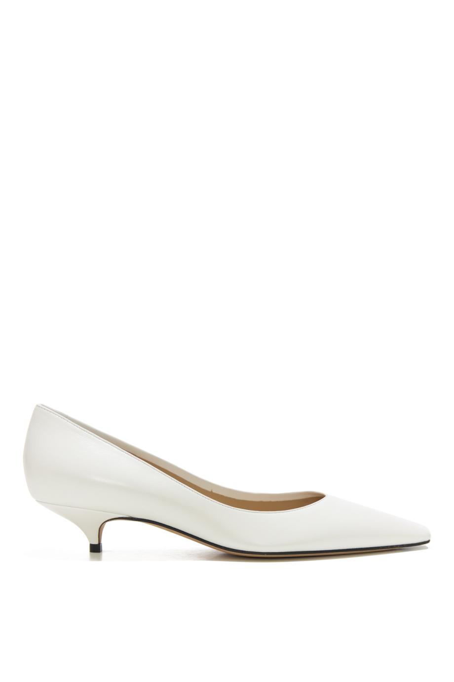 Liisa Kitten Two Heel leather pumps in white