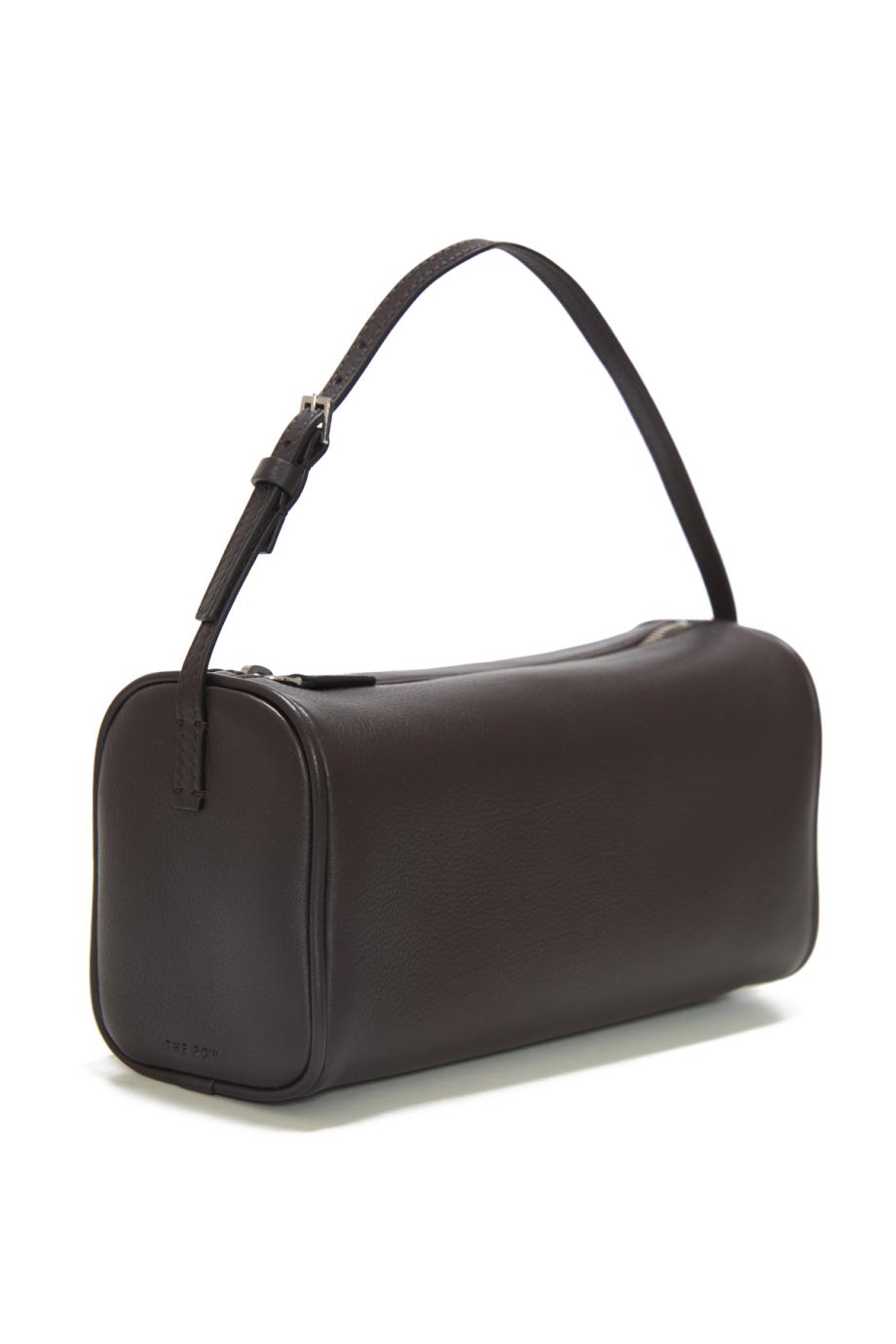 90's leather top handle bag in dark brown