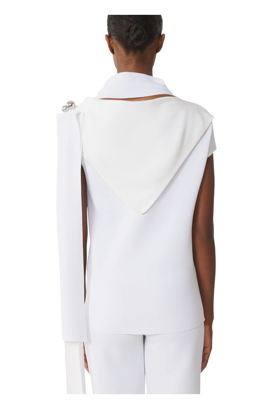 Open-back crepe top in white