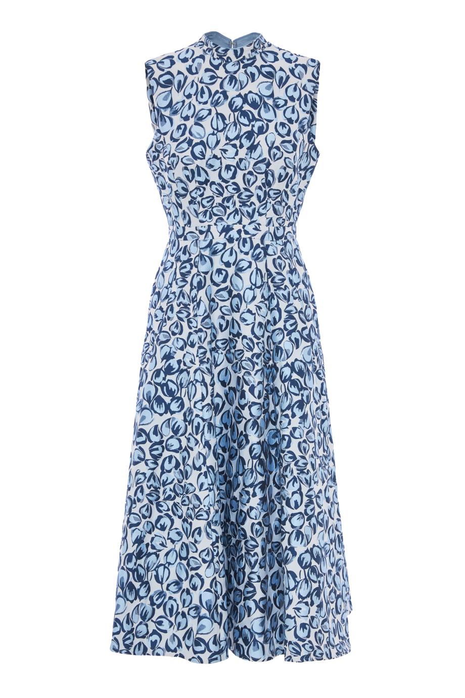 Flora jacquard midi dress in porcelain