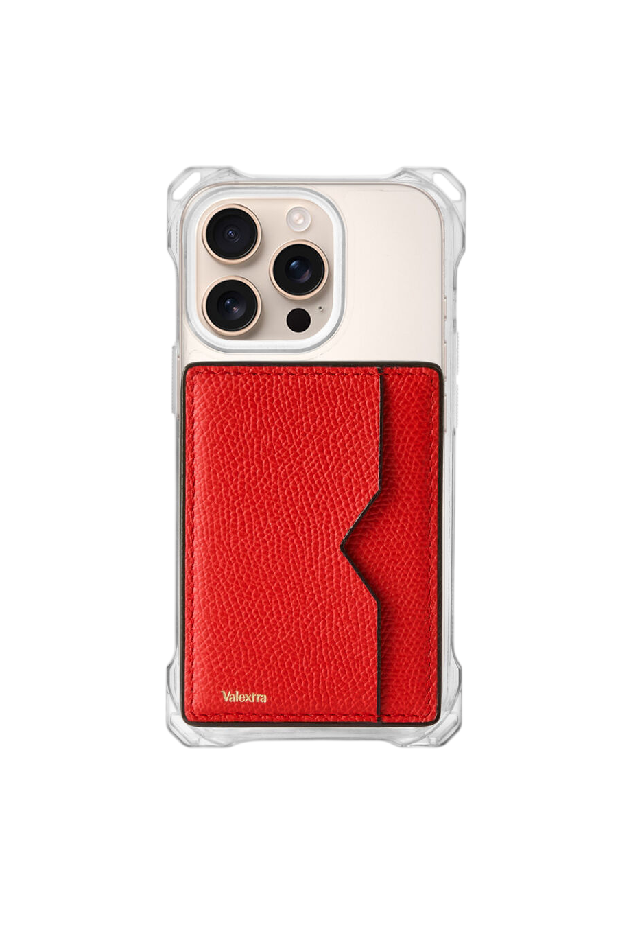 Leather card holder iPhone in crimson