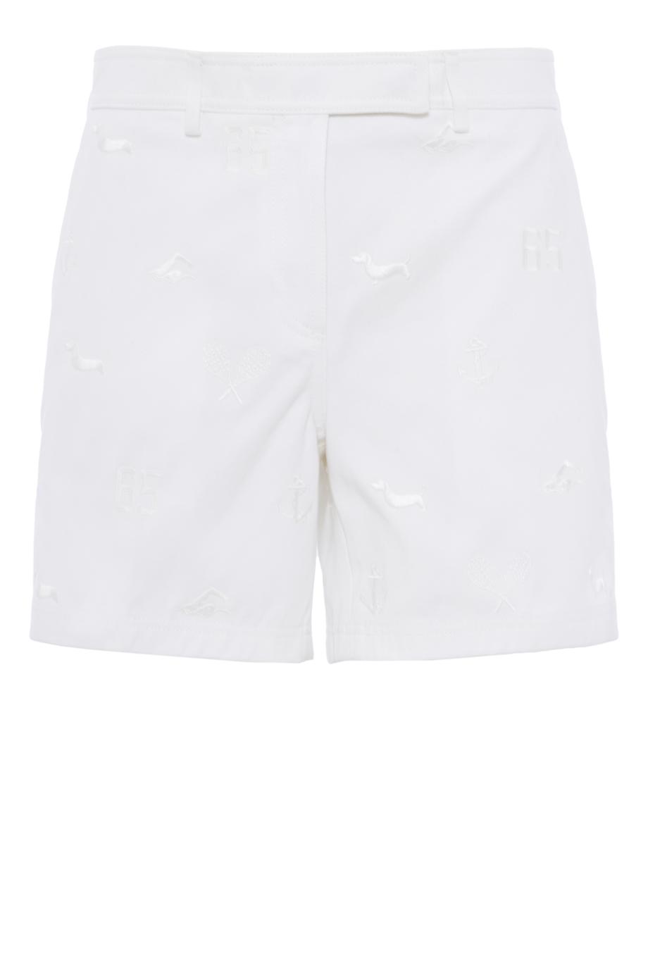 Embroidered chino cotton shorts in whites