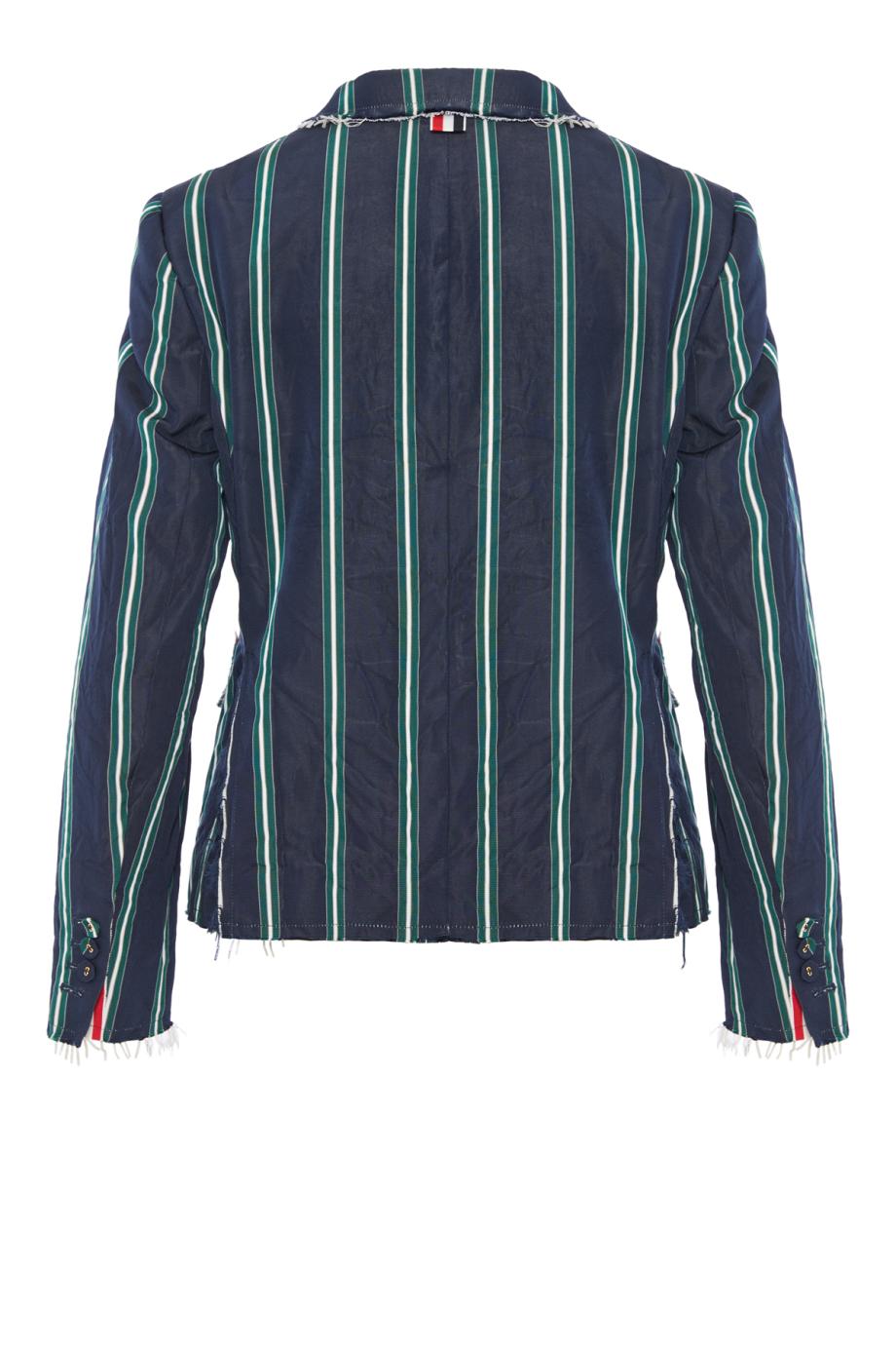 Printed silk and cotton jacket in navy 