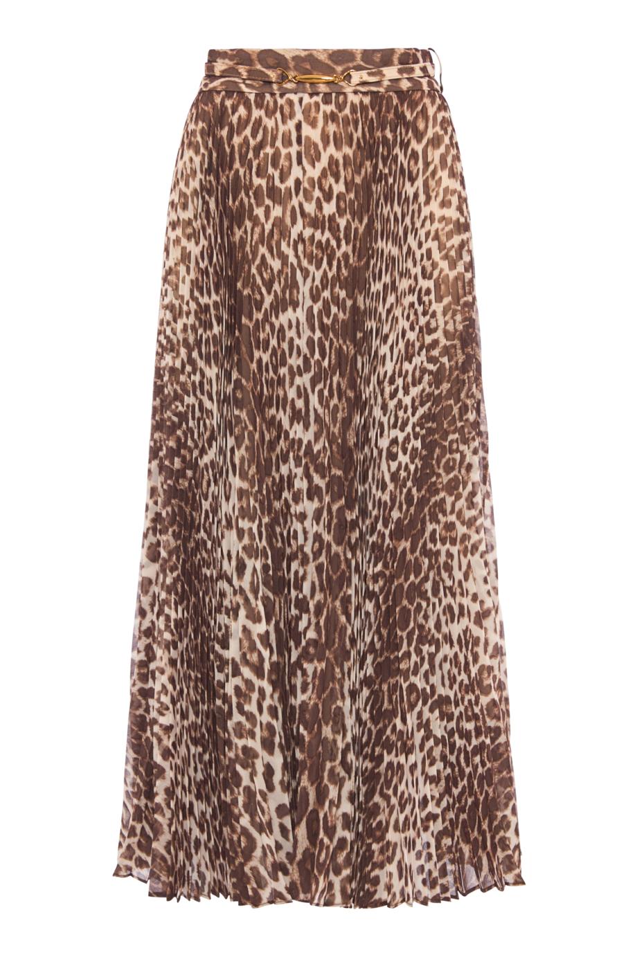 Sunray pleated crepe maxi skirt in leopard