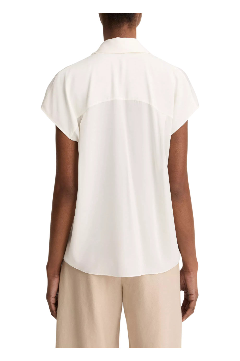 Silk-blend blouse in chalk