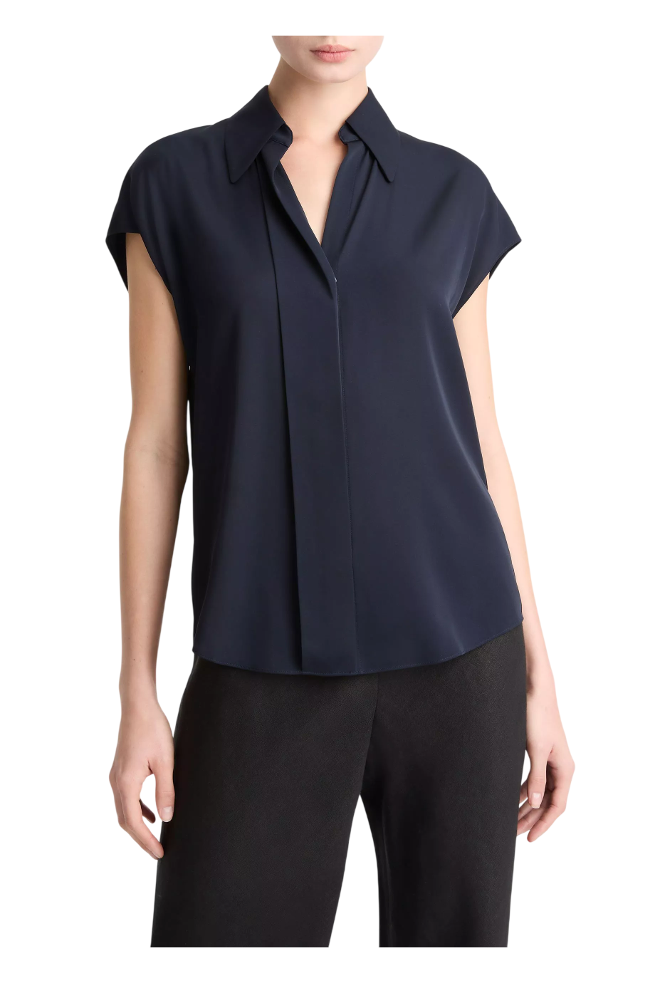 Silk-blend blouse in navy