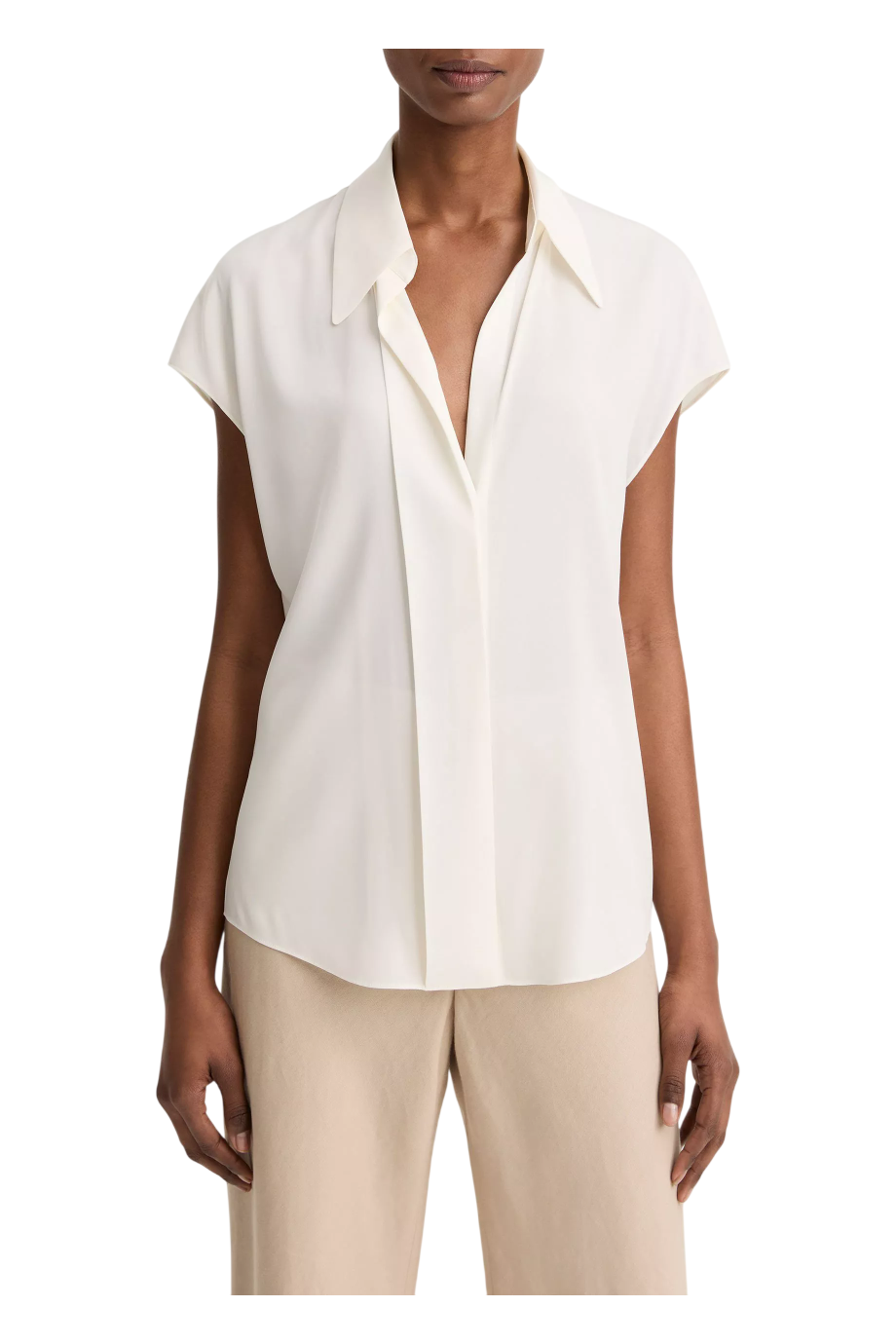 Silk-blend blouse in chalk