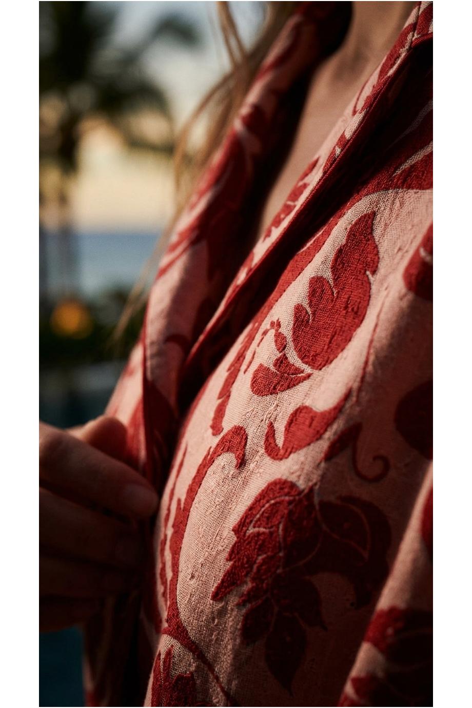 Bendis 906 printed cotton pajama shirt in red barque