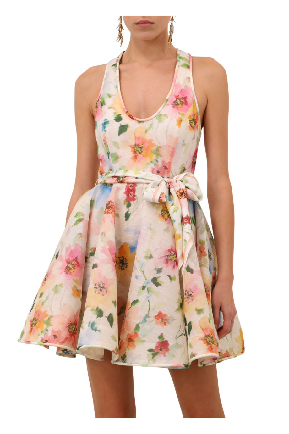 Alchemy printed chiffon mini dress in neon poppy