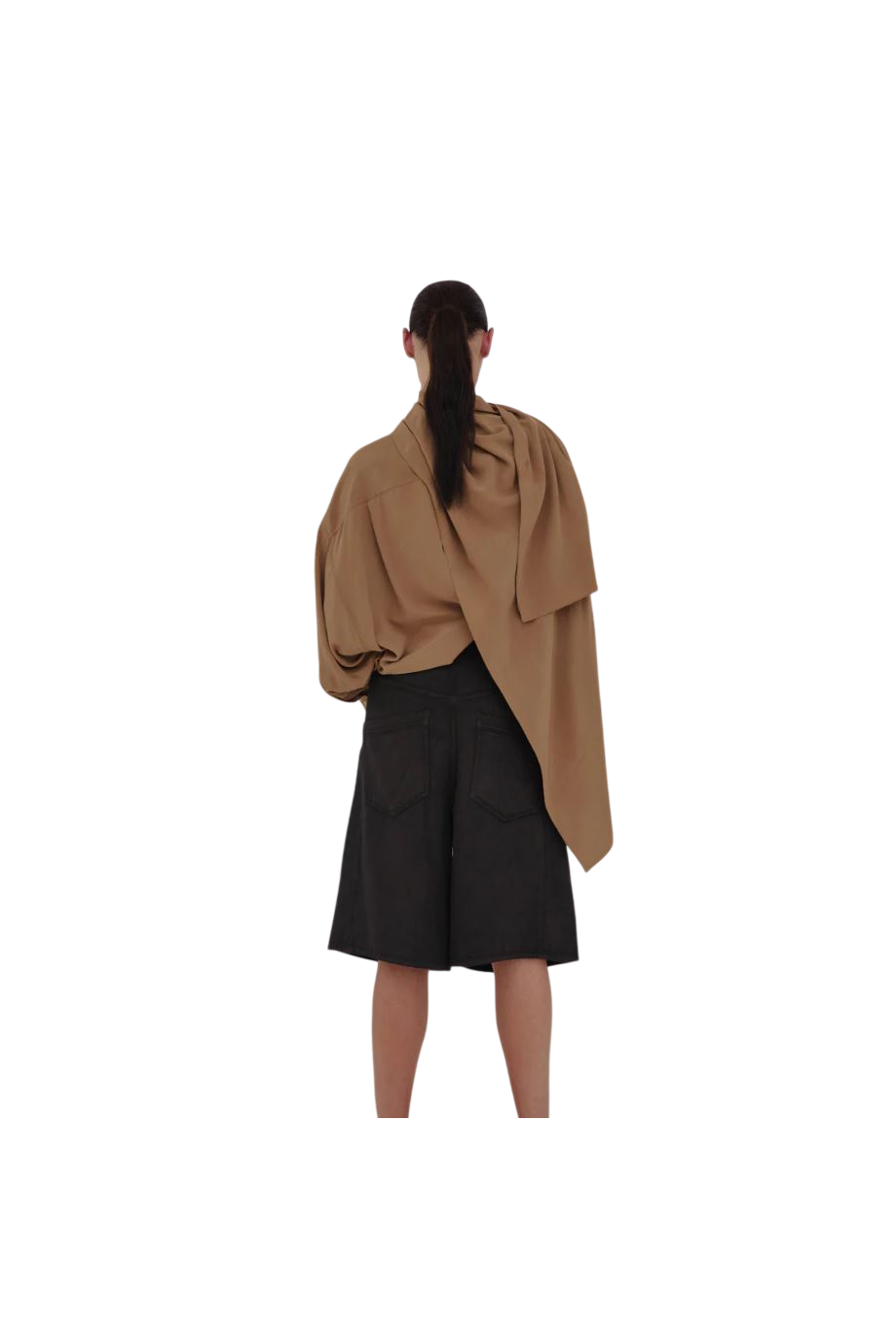Goergia scarf-detailed silk blouse in tobacco