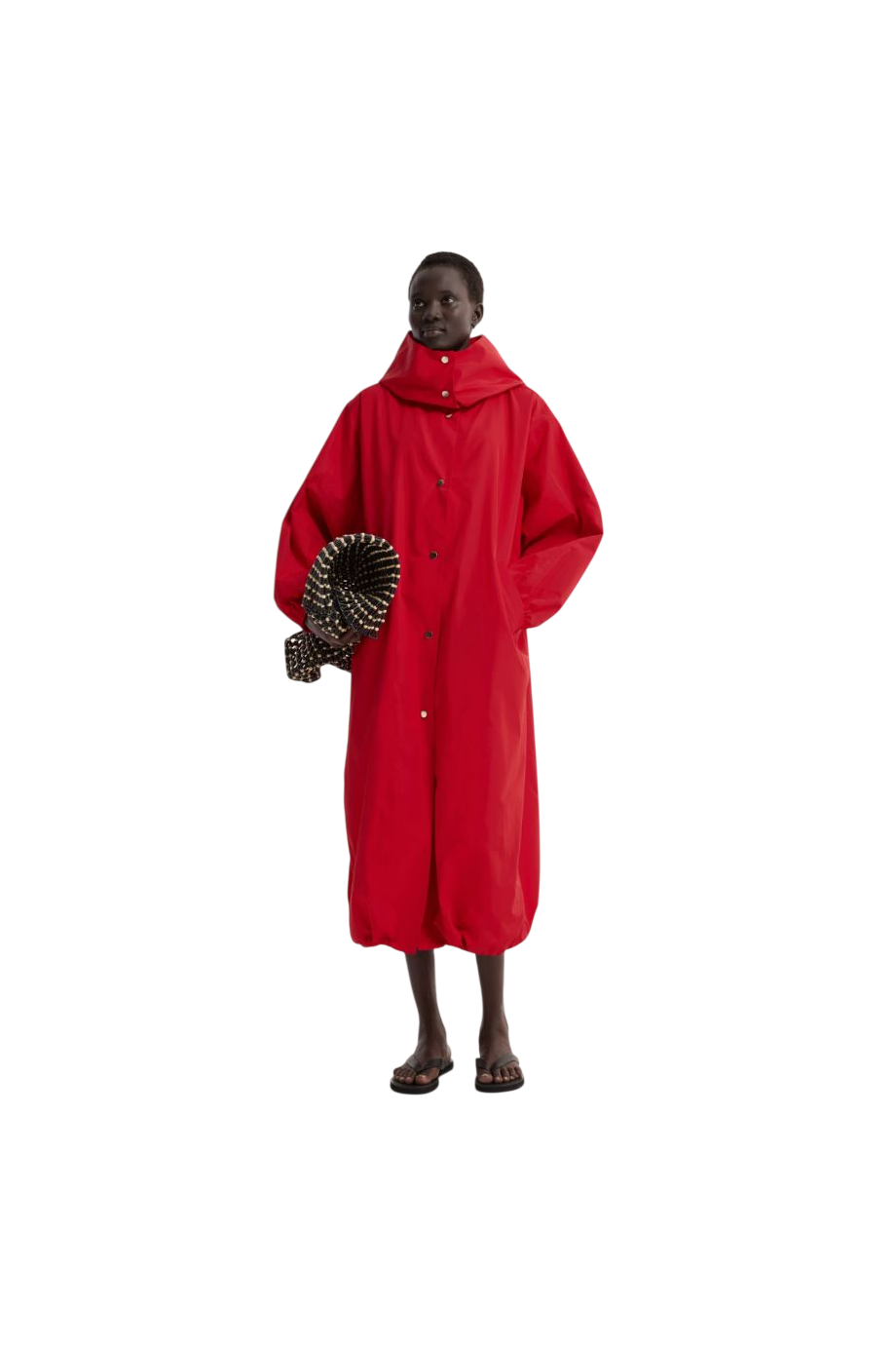 Parachute silk-blend coat in red
