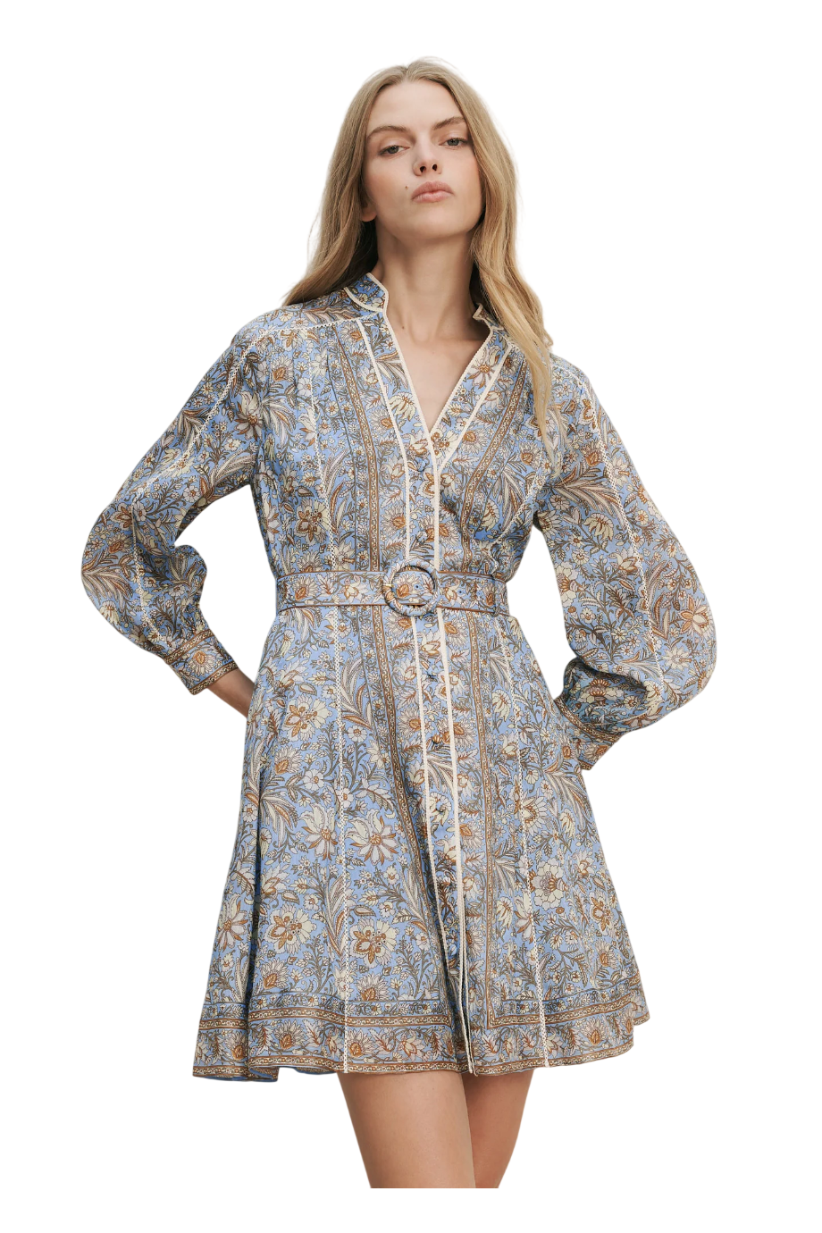Kumar printed floral mini dress in blue