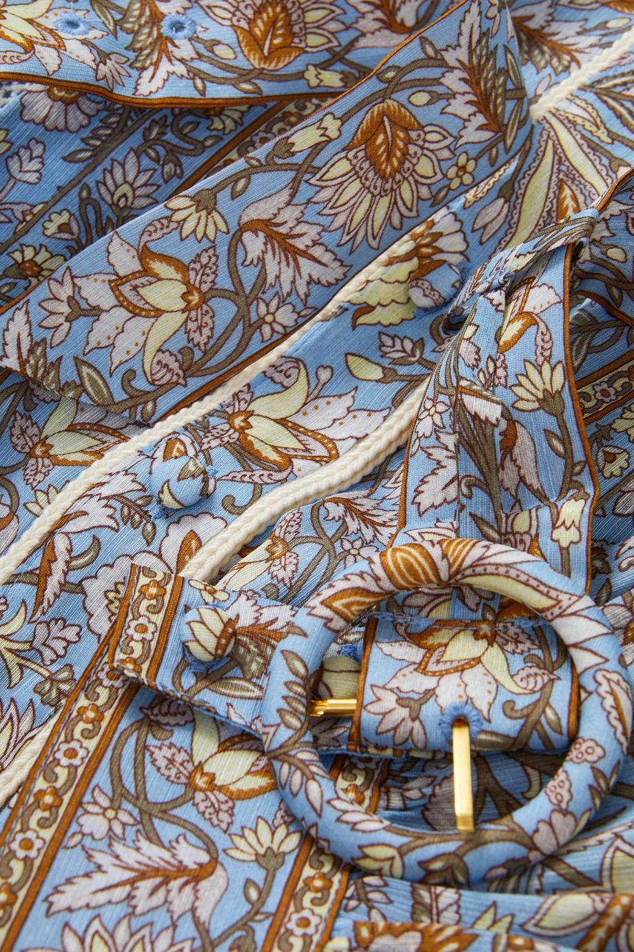 Kumar printed floral mini dress in blue
