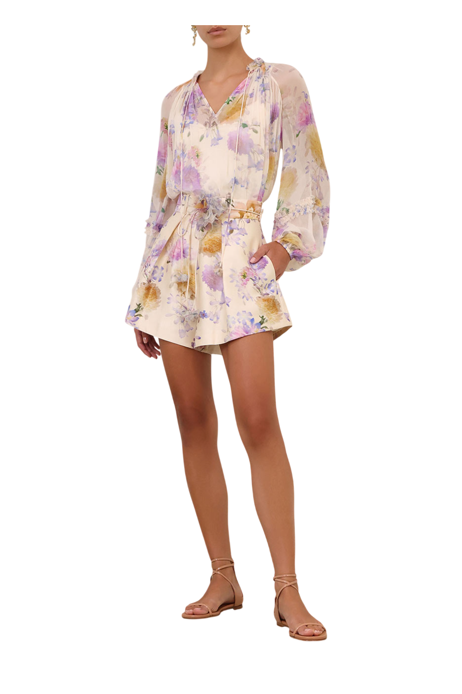 Luna printed silk and cotton shorts in dahlia