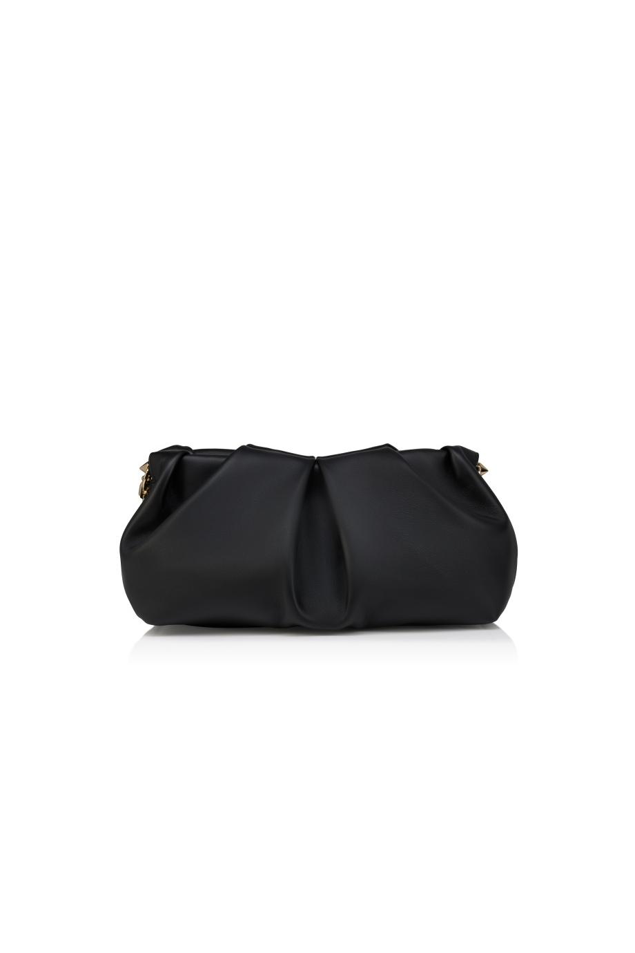 Eva embellished leather shoulder bag in black