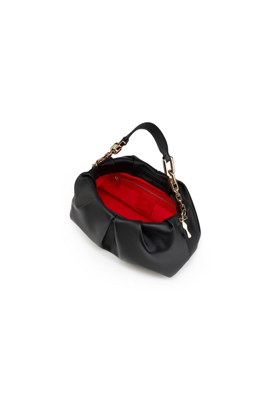 Eva embellished leather shoulder bag in black