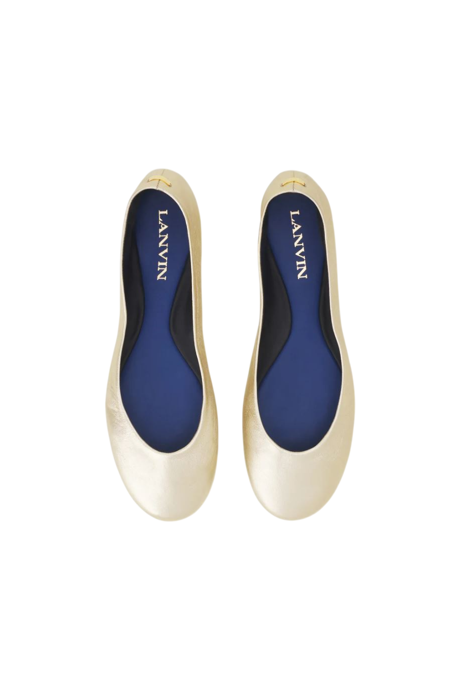Metallic leather flats in gold