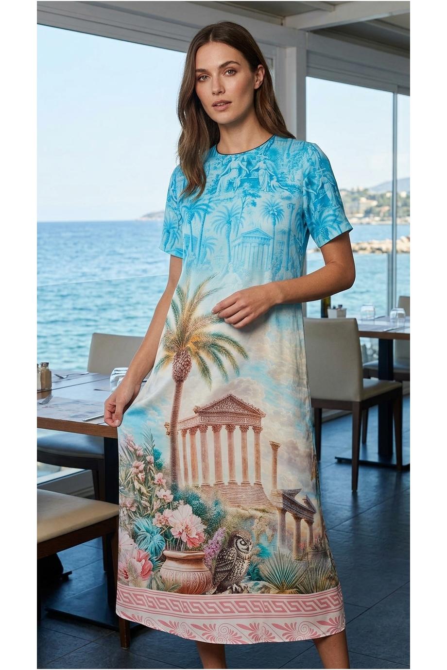 F.R.S. Special Edition - Criso printed silk-blend maxi dress in owl blue