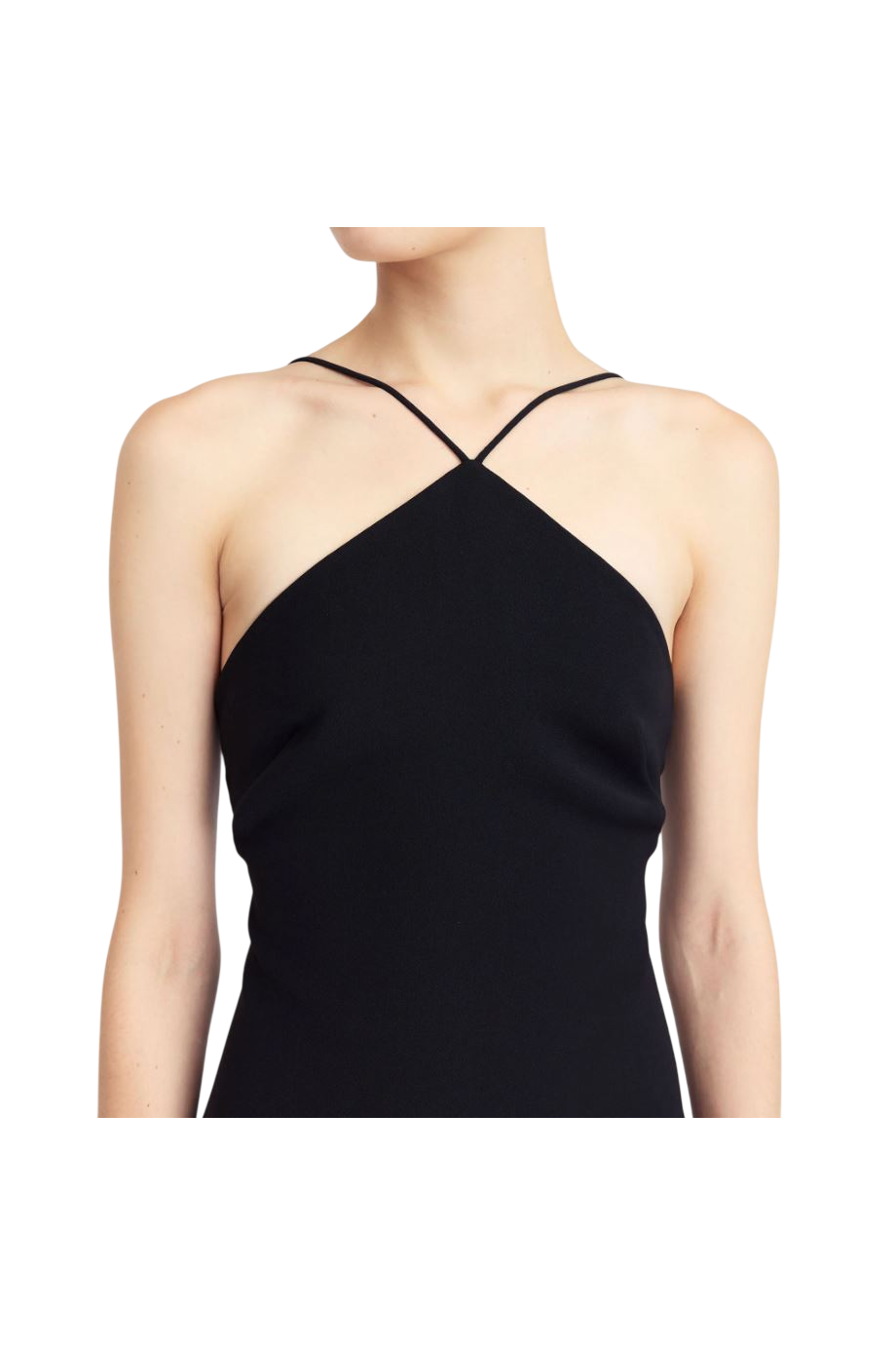 Ade feather-trimmed crepe midi dress in black