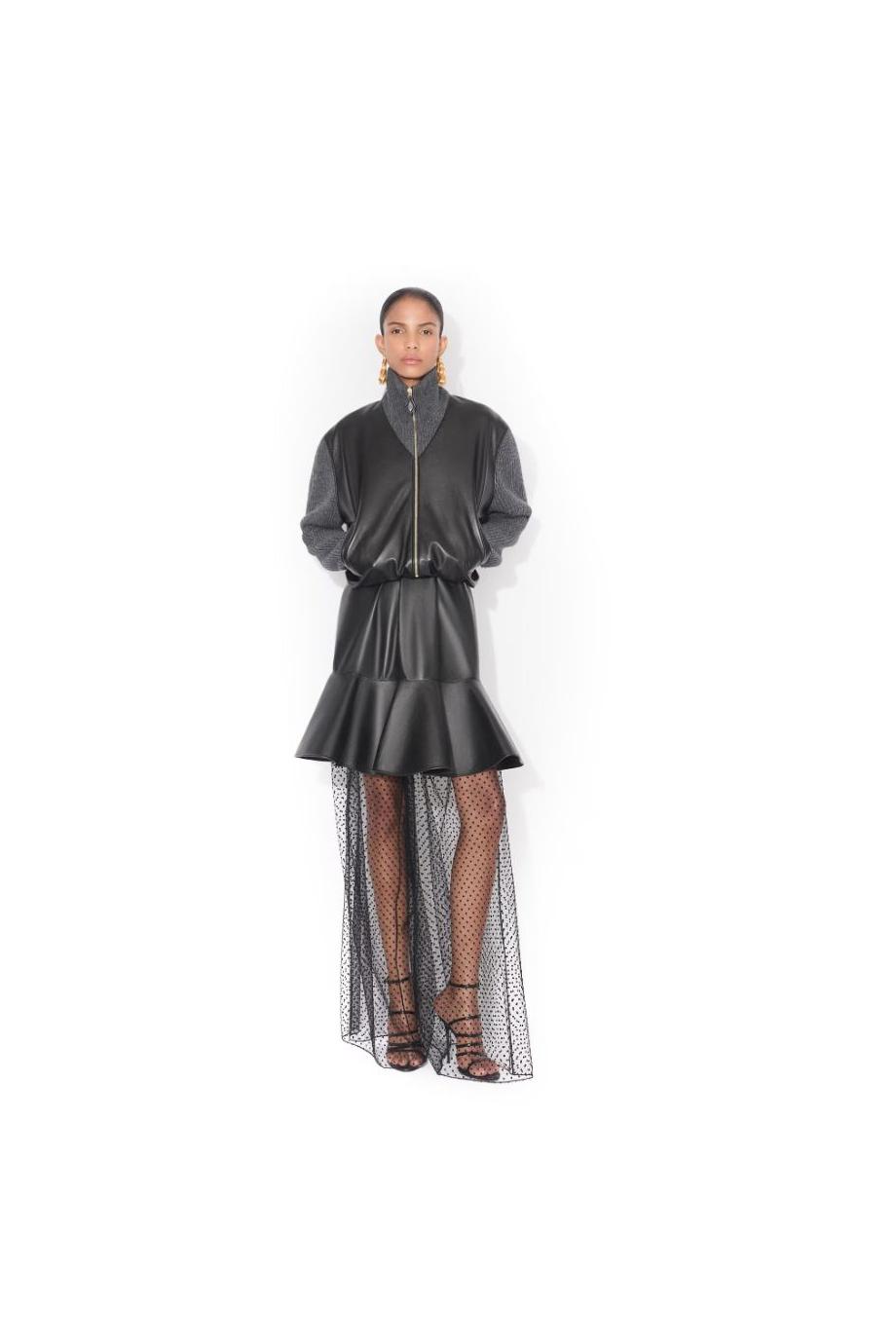 Varsity knitted wool and cashmere jacket in gris fonce 