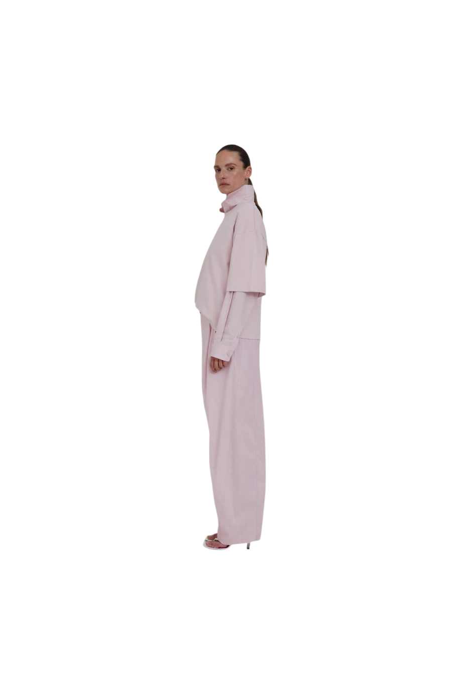 Phebe cotton-blend wide-leg pants in pink