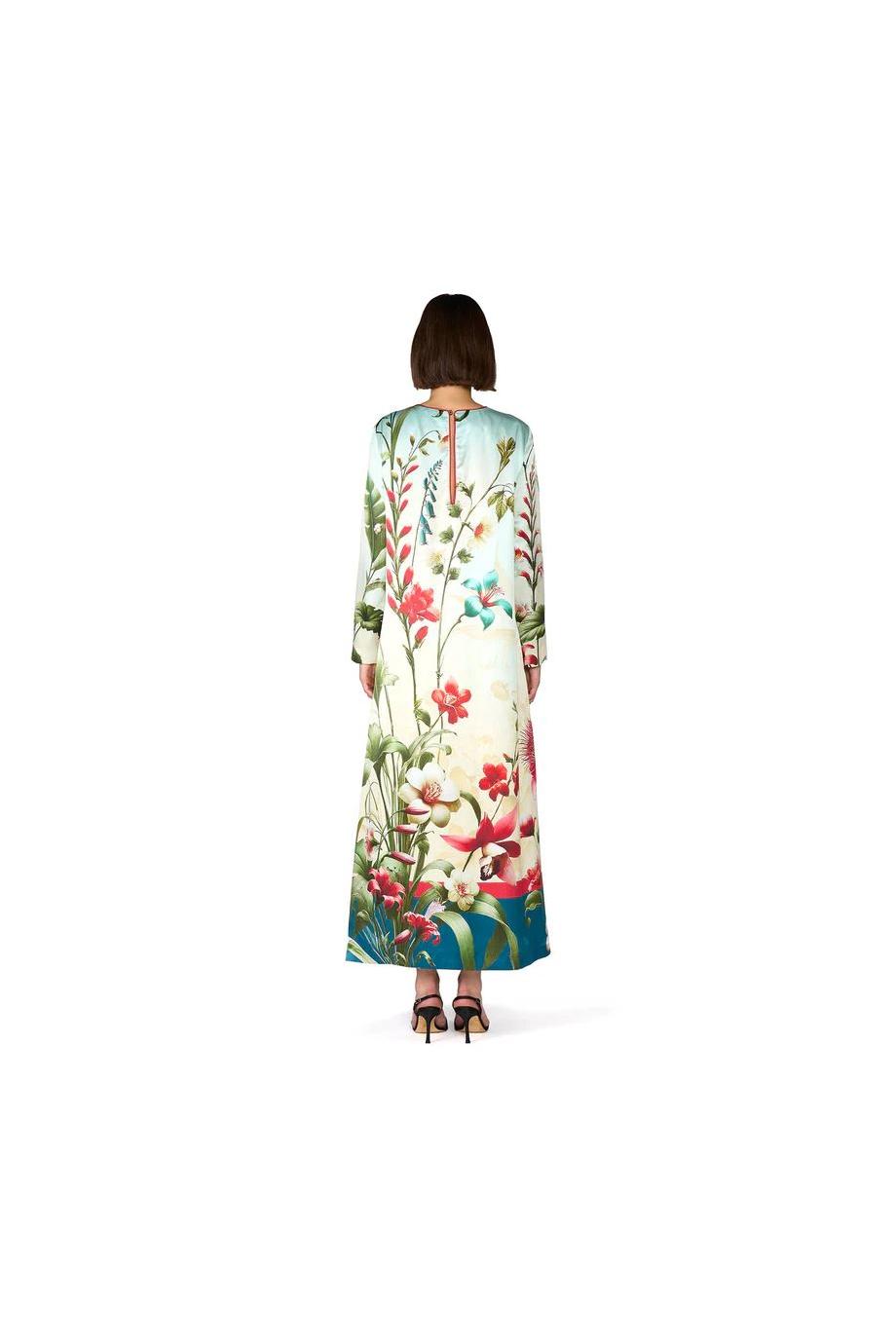 Delfino printed silk-blend midi dress in wild floral
