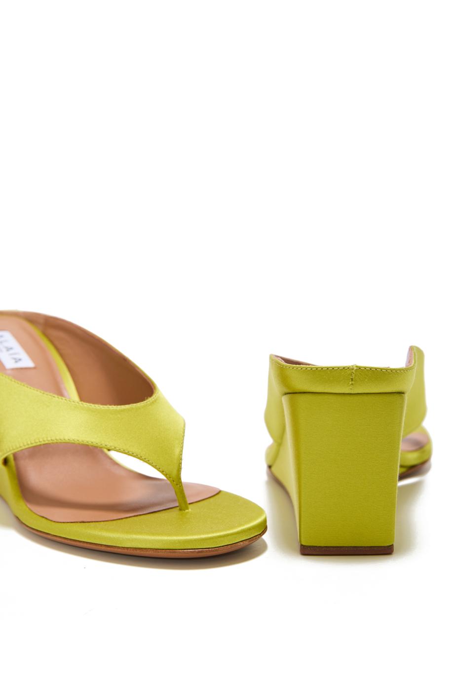 Wedge 75 leather sandals in lime