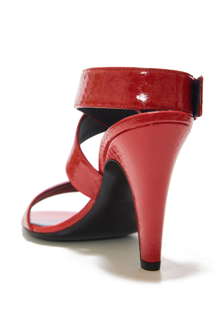 Snakeskin-effect leather sandals 90 mm in orange