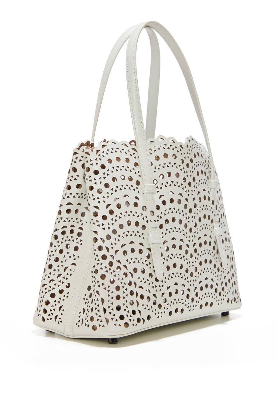 Le Mina 25 leather top handle bag in white