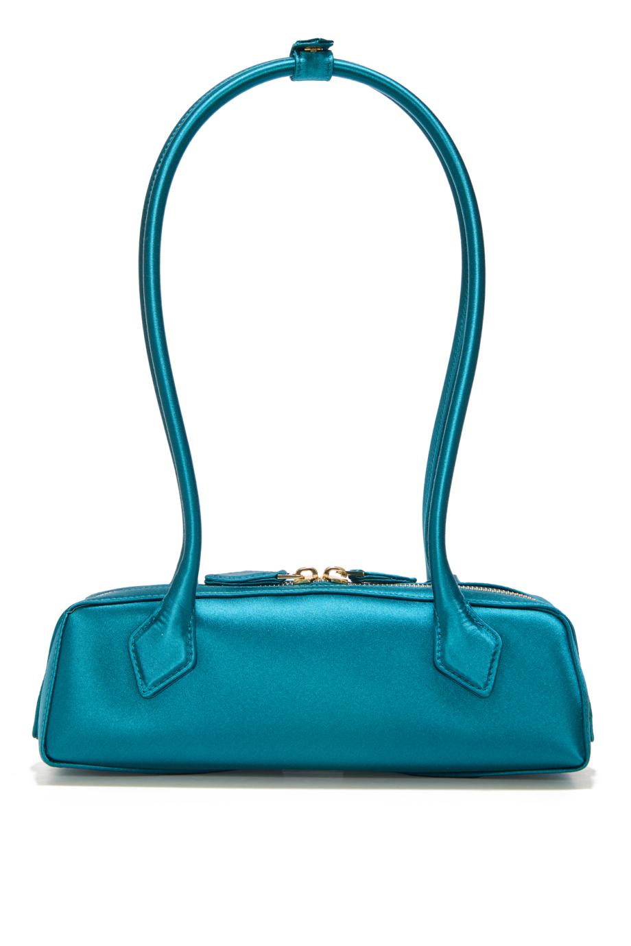 Le Teckel satin clutch in emerald