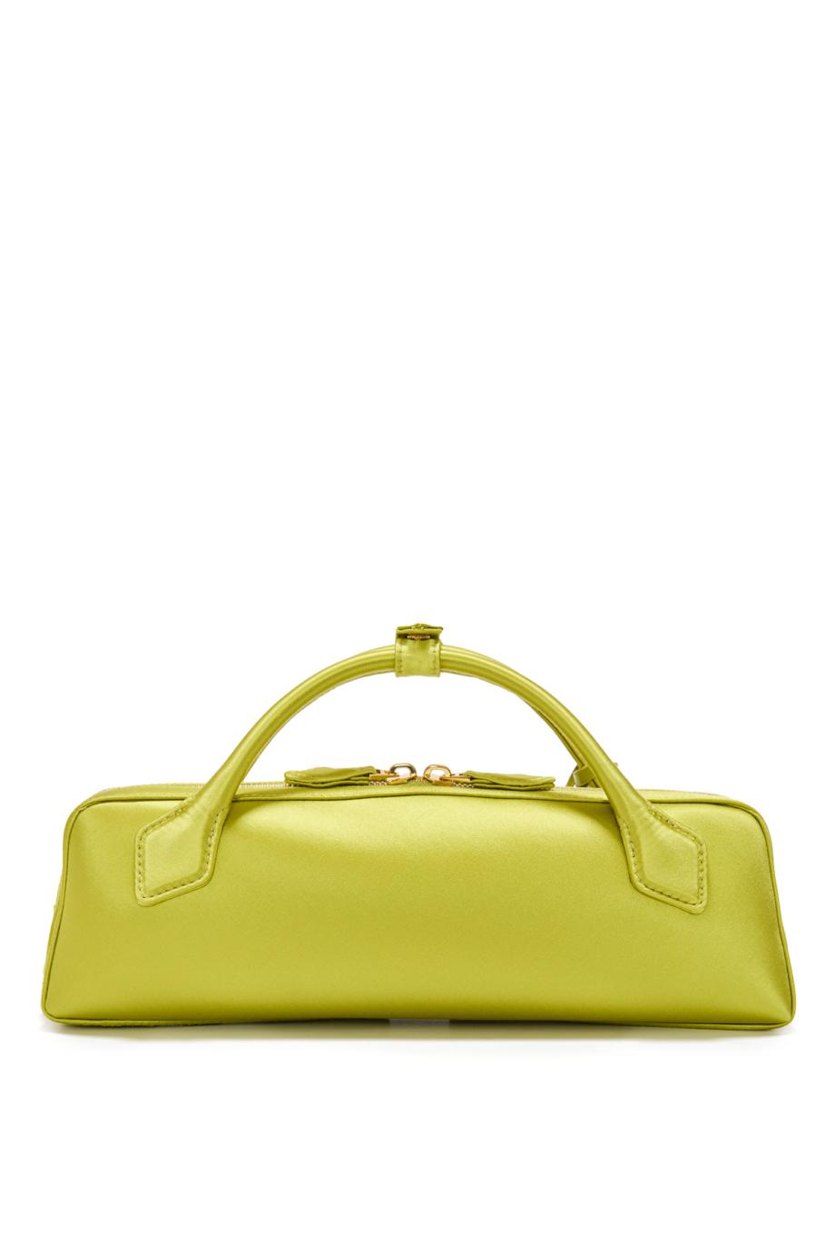 Le Teckel satin clutch in lime