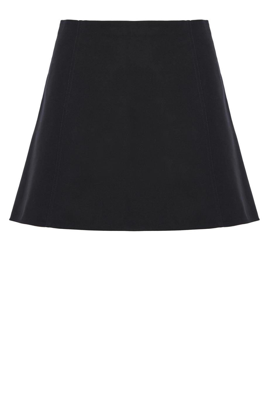 Basket woven cotton mini skirt in black