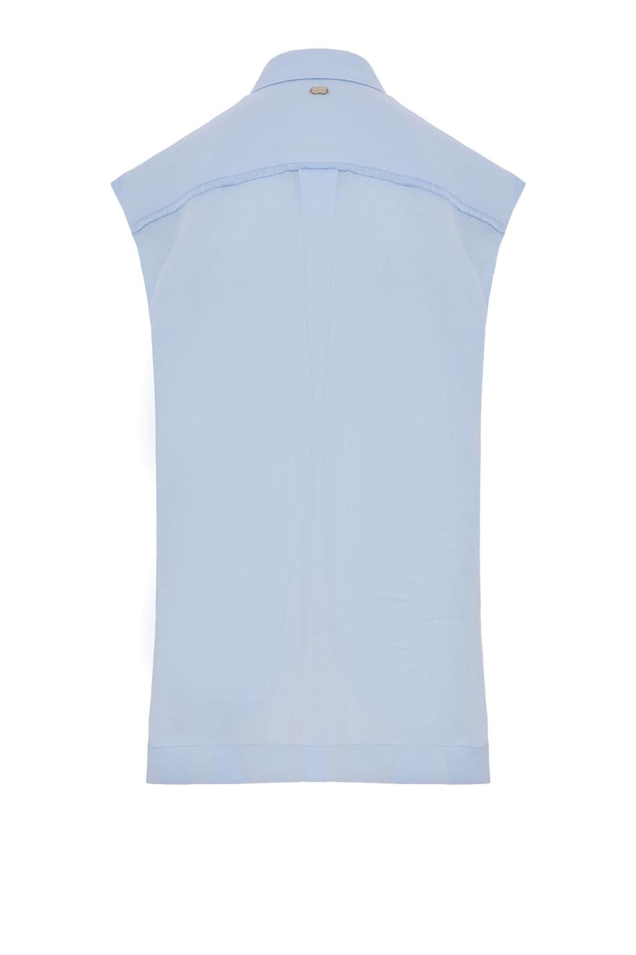 Linen sleeveless top in light blue
