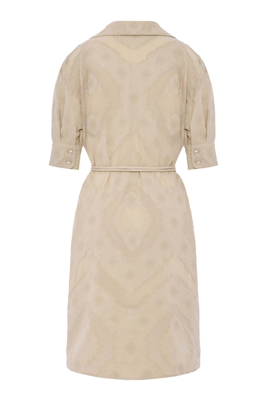 Cotton-blend polo dress in beige 