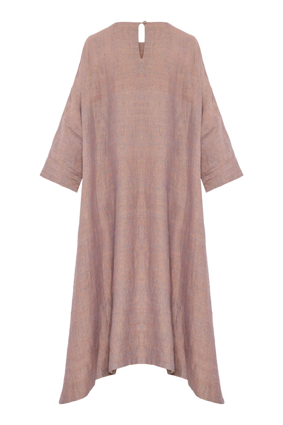 Embroidered linen midi dress in sunrise 