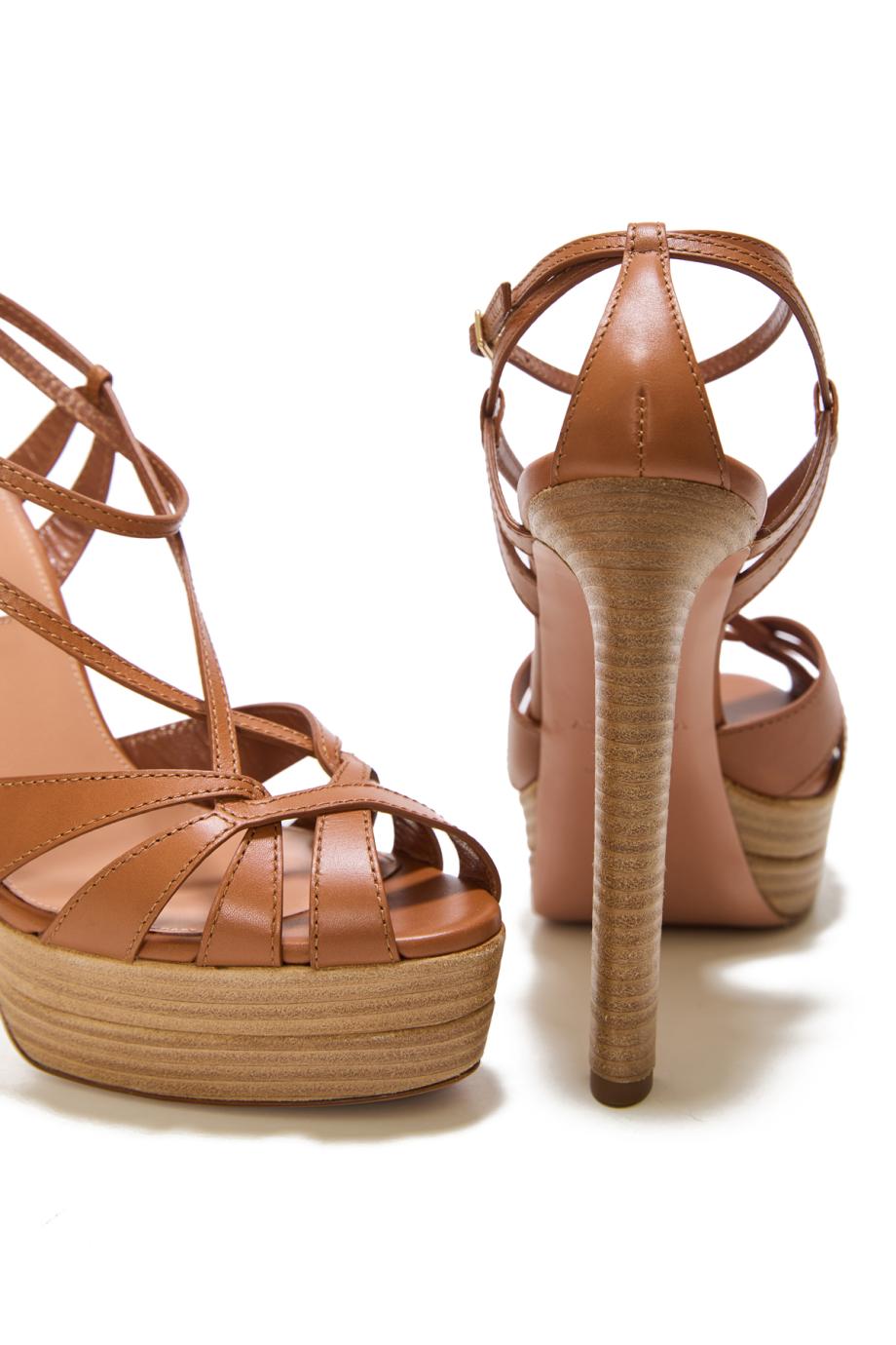 Bonita 130 leather platform sandals in tobacco