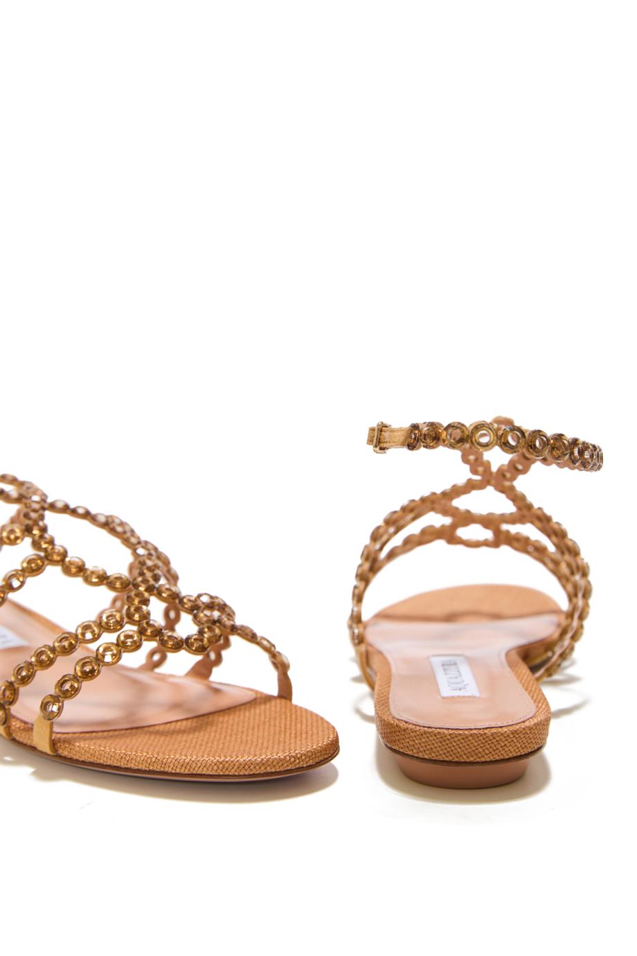 Mooncrush leather sandals in cognac