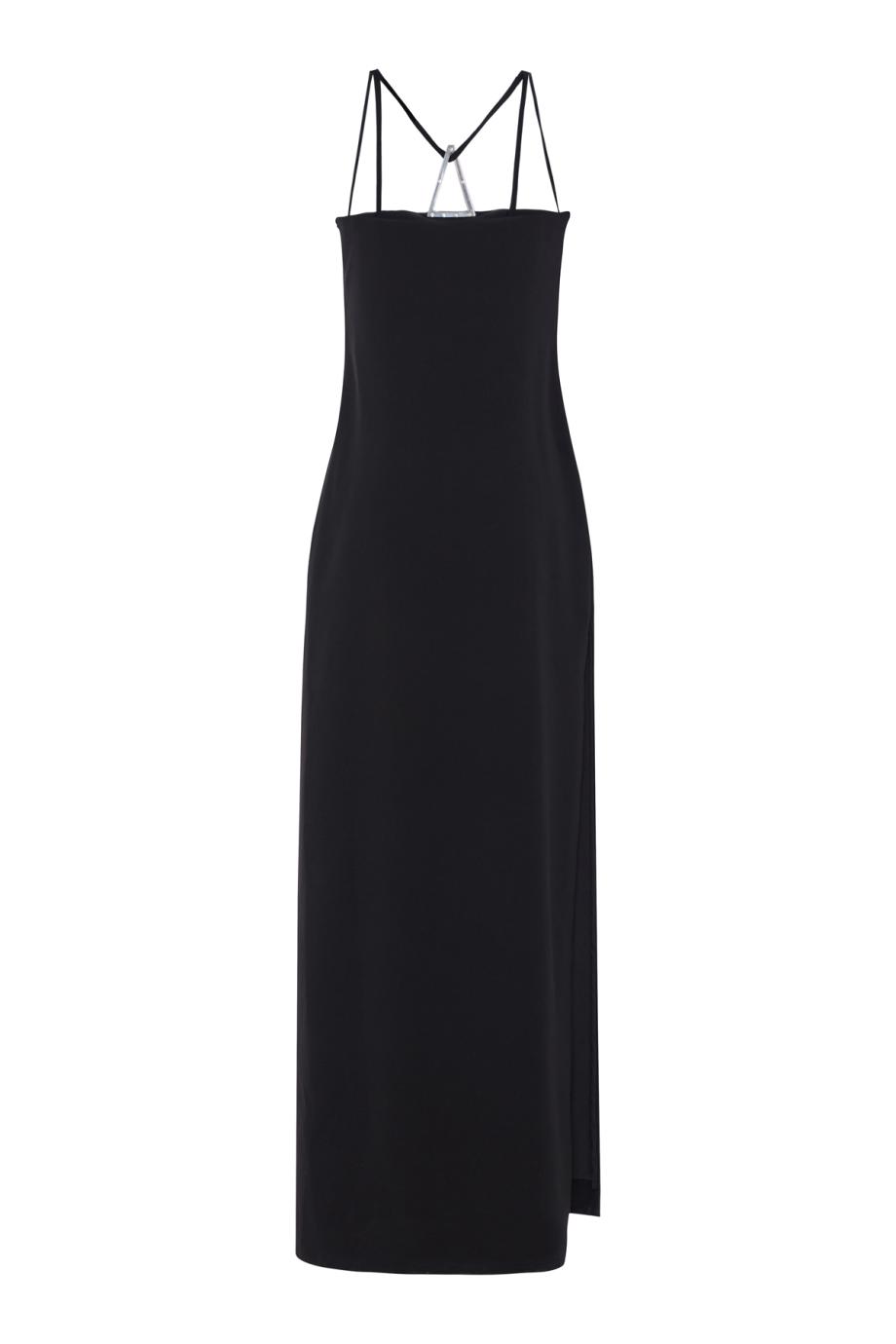 Ilian metal-trimmed crepe gown in black
