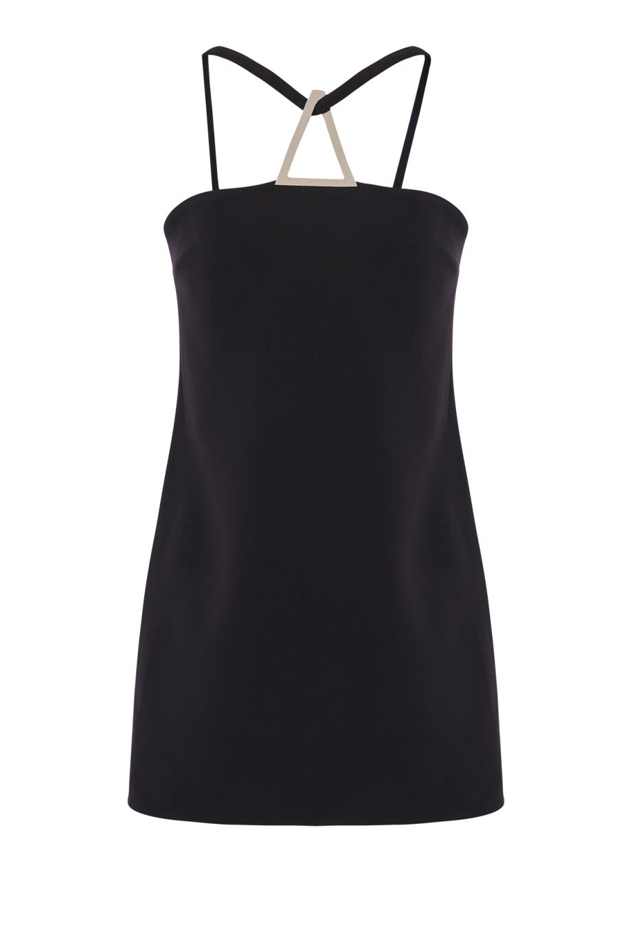 Nolo metal-trimmed crepe mini dress in black