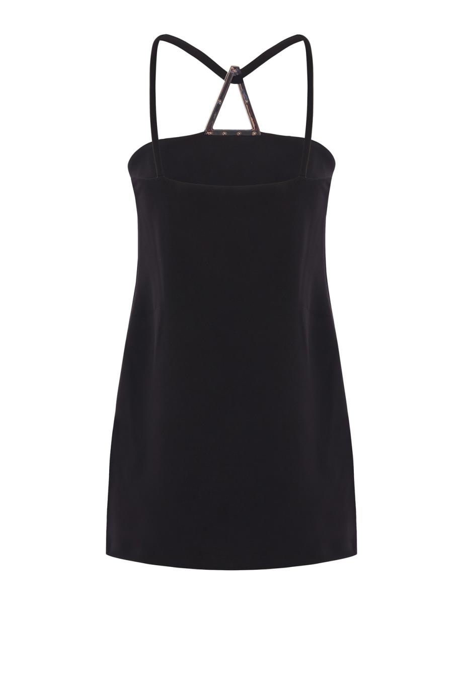 Nolo metal-trimmed crepe mini dress in black