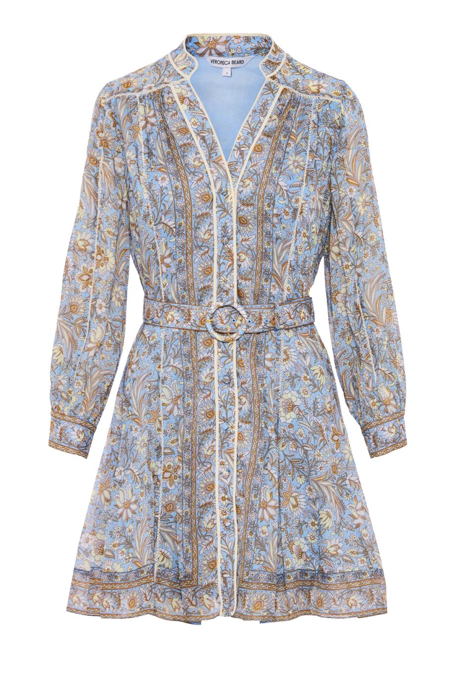 Kumar printed floral mini dress in blue