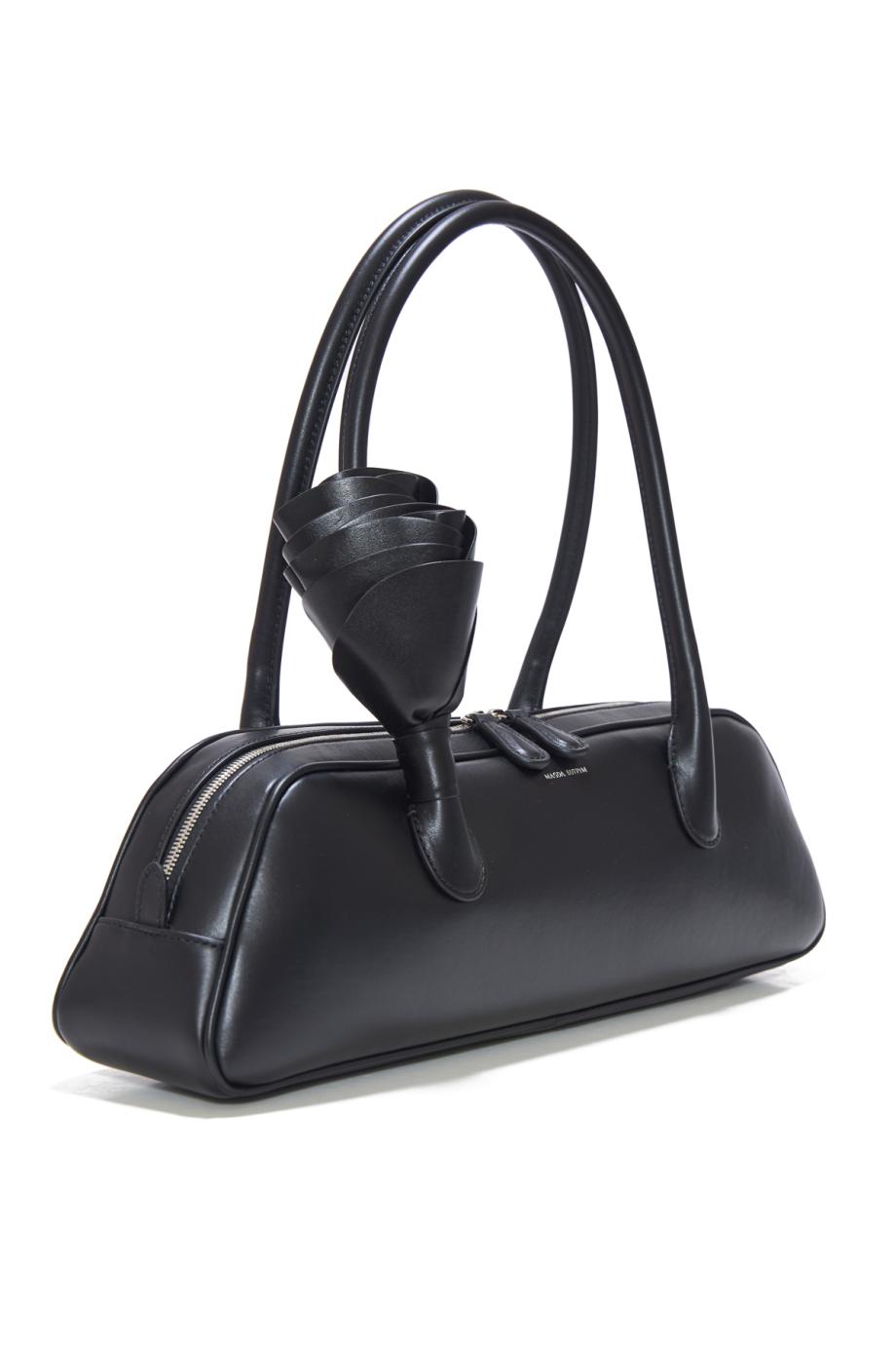 Brigitte trapeze leather bag in black