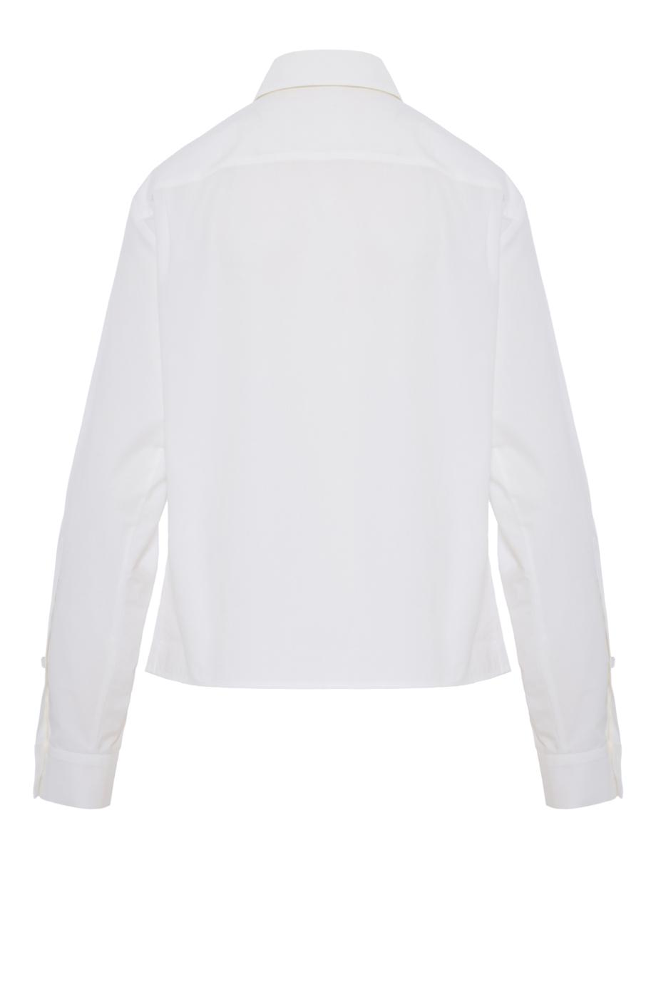 Ruched appliquéd cotton shirt in white