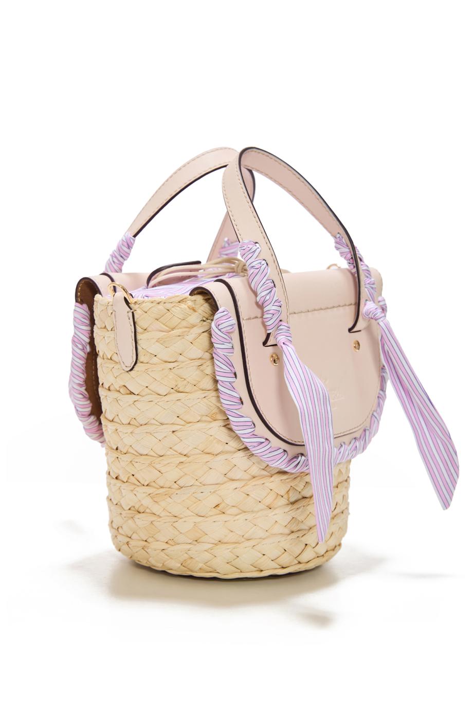 Habanera raffia and leather shoulder bag in confetto 