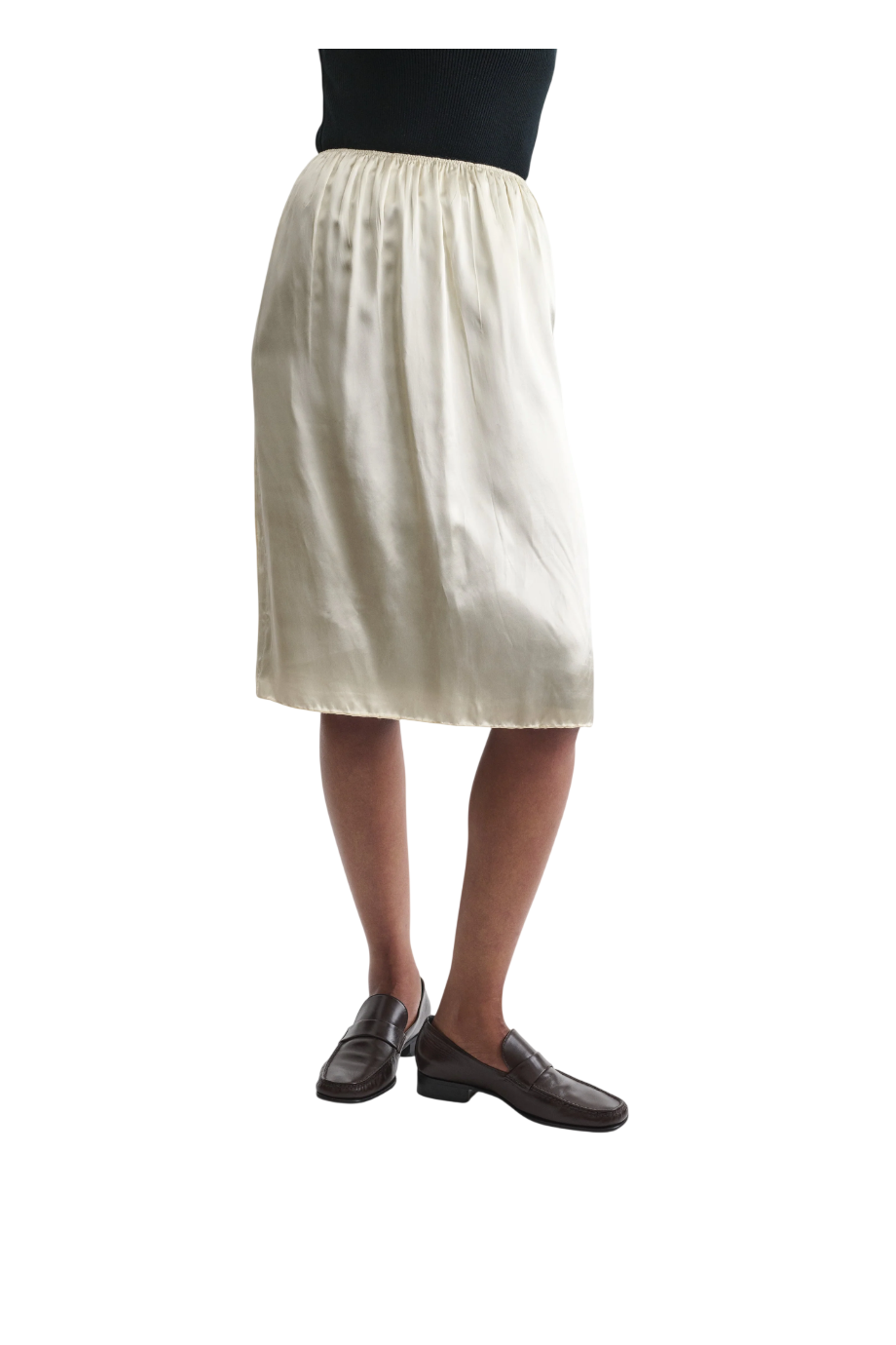 Silk-blend midi skirt in black