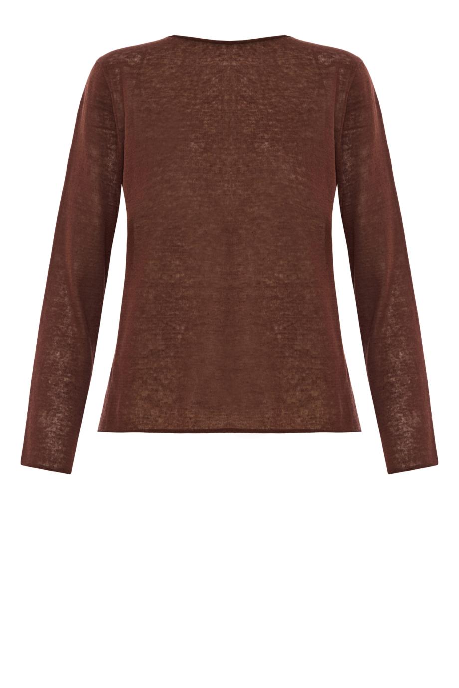 Linen, cashmere and silk sweater in chocolate