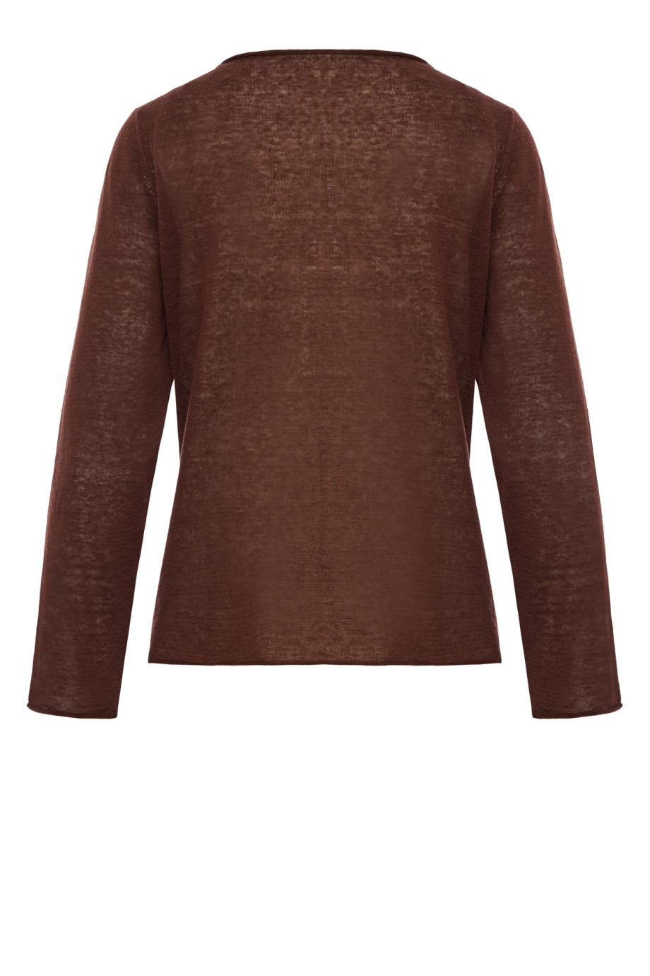 Linen, cashmere and silk sweater in chocolate