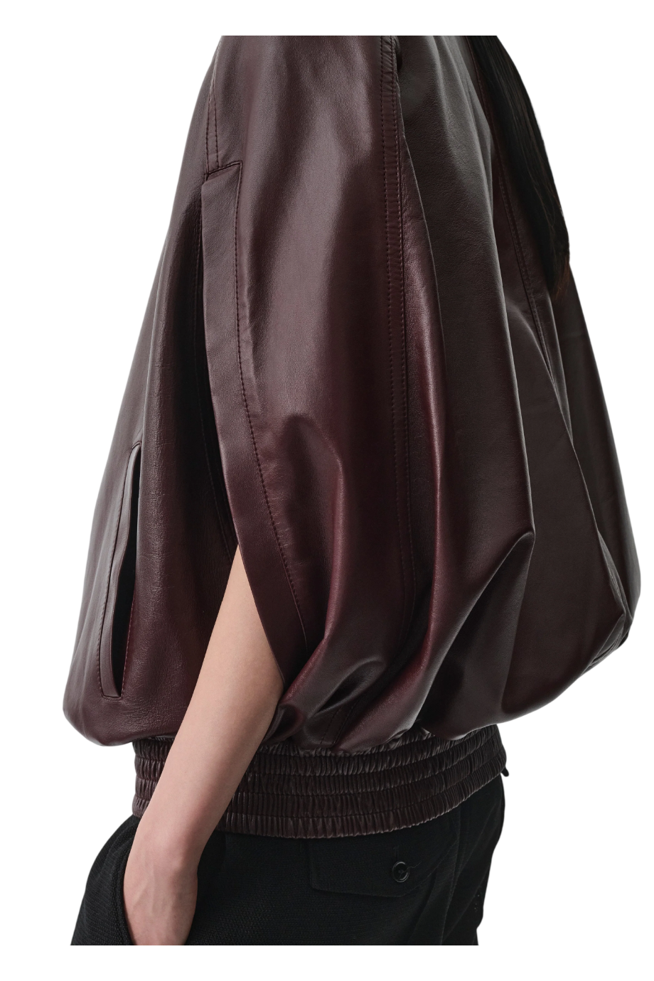 Cape leather bomber jacket in oxblood