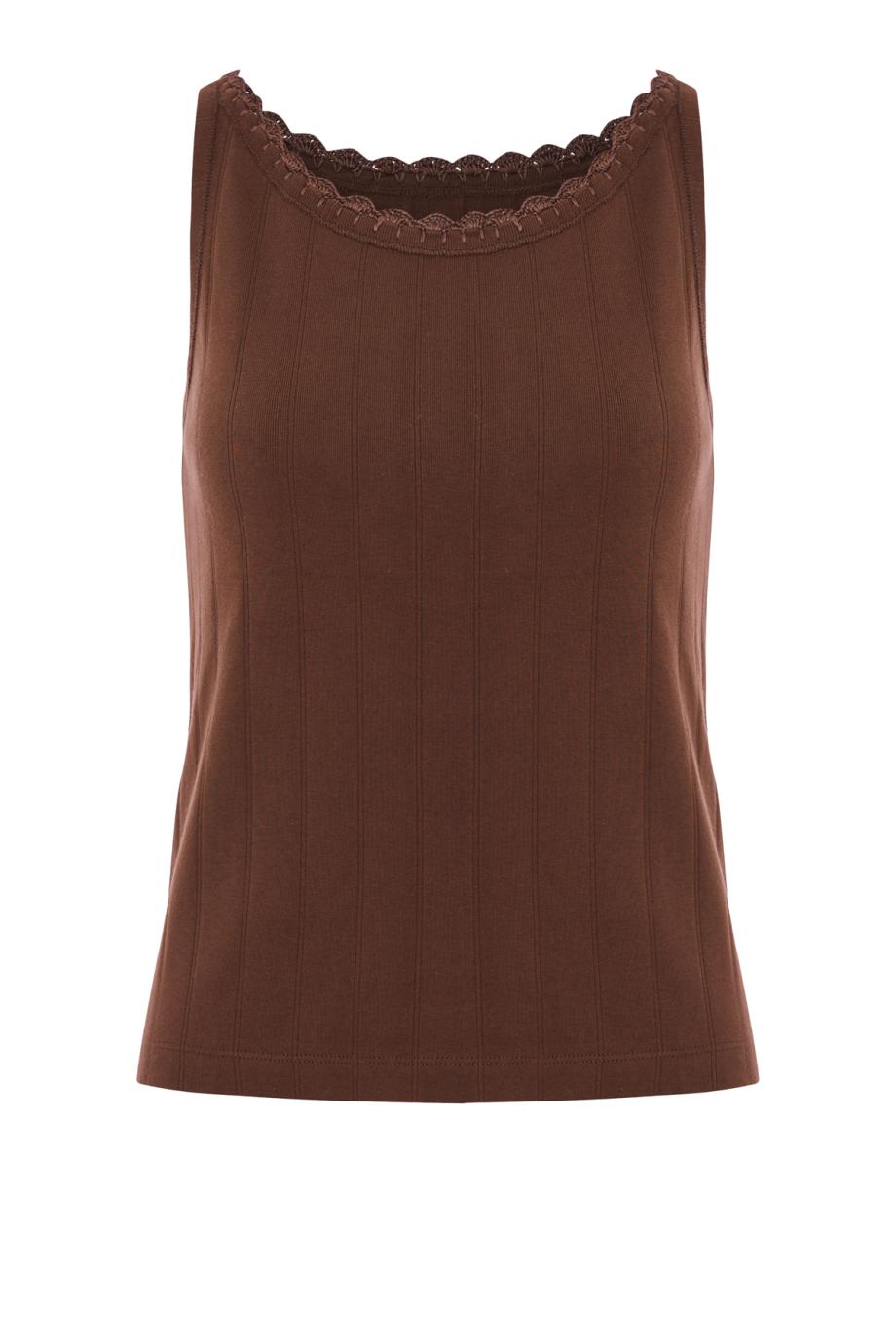 Claire cotton tank top in dark brown