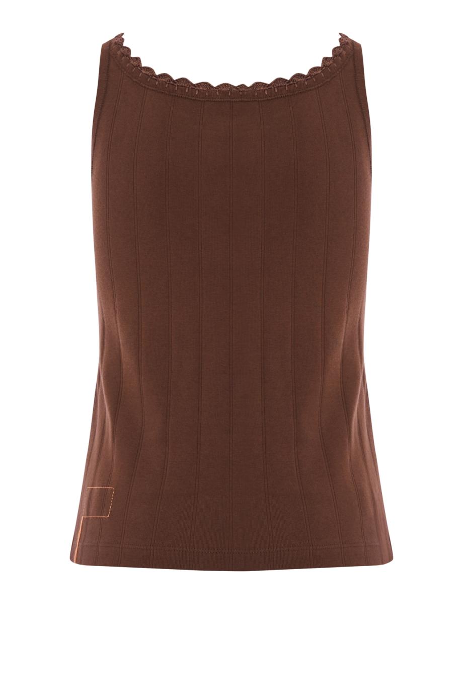 Claire cotton tank top in dark brown